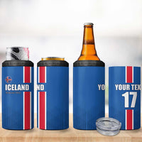 Custom Iceland Football 4 in 1 Can Cooler Tumbler Blue with Flag Style