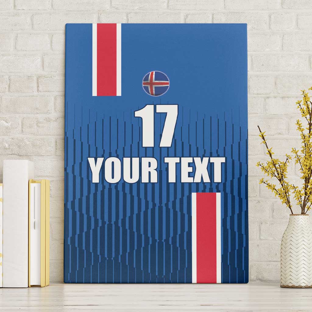 Custom Iceland Football Canvas Wall Art Blue with Flag Style