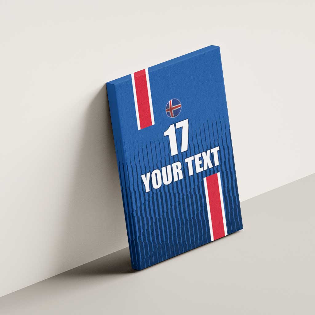 Custom Iceland Football Canvas Wall Art Blue with Flag Style