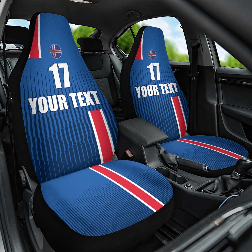 Custom Iceland Football Car Seat Cover Blue with Flag Style