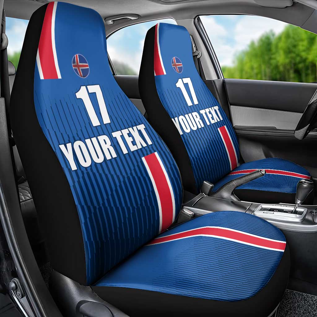 Custom Iceland Football Car Seat Cover Blue with Flag Style