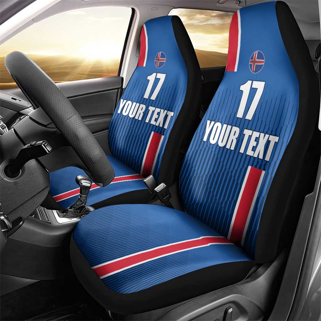 Custom Iceland Football Car Seat Cover Blue with Flag Style