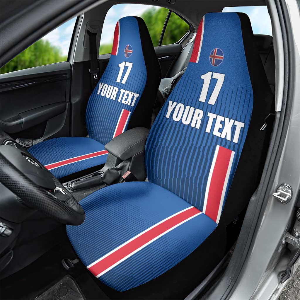Custom Iceland Football Car Seat Cover Blue with Flag Style