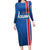 Custom Iceland Football Family Matching Long Sleeve Bodycon Dress and Hawaiian Shirt Blue with Flag Style