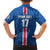 Custom Iceland Football Family Matching Off The Shoulder Long Sleeve Dress and Hawaiian Shirt Blue with Flag Style