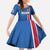 Custom Iceland Football Family Matching Off Shoulder Maxi Dress and Hawaiian Shirt Blue with Flag Style