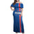 Custom Iceland Football Family Matching Off Shoulder Maxi Dress and Hawaiian Shirt Blue with Flag Style