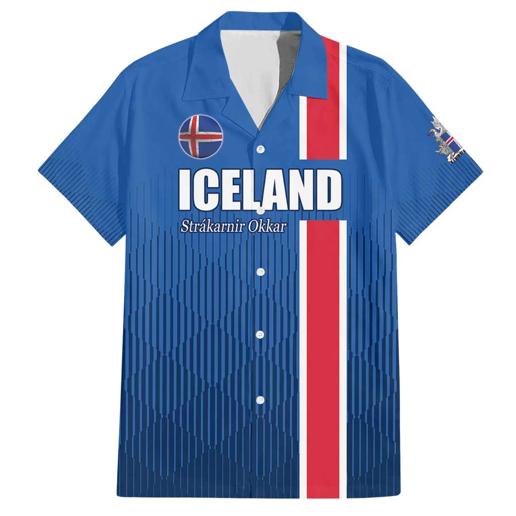 Custom Iceland Football Family Matching Short Sleeve Bodycon Dress and Hawaiian Shirt Blue with Flag Style