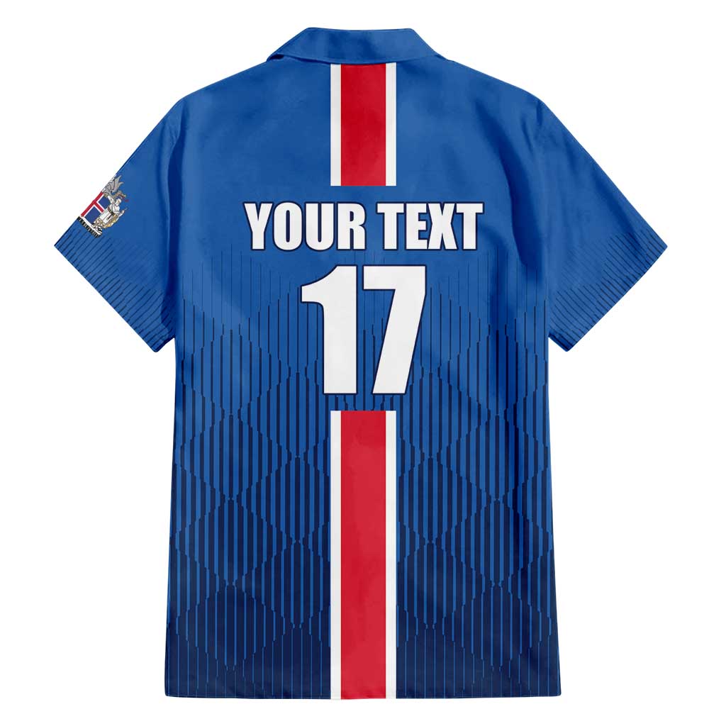 Custom Iceland Football Family Matching Short Sleeve Bodycon Dress and Hawaiian Shirt Blue with Flag Style