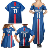 Custom Iceland Football Family Matching Summer Maxi Dress and Hawaiian Shirt Blue with Flag Style
