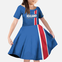 Custom Iceland Football Family Matching Tank Maxi Dress and Hawaiian Shirt Blue with Flag Style