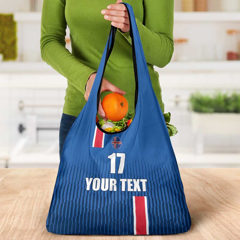 Custom Iceland Football Grocery Bag Blue with Flag Style