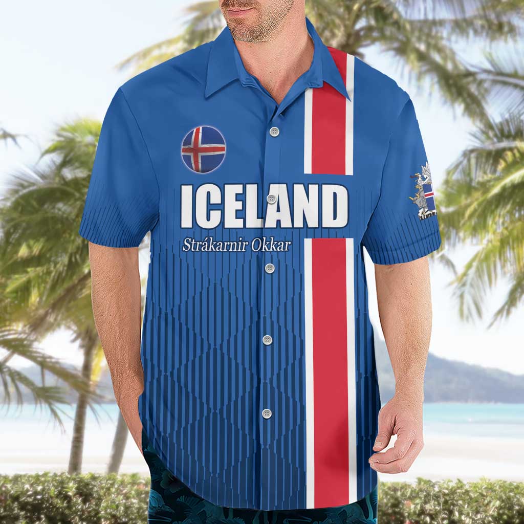 Custom Iceland Football Hawaiian Shirt Blue with Flag Style
