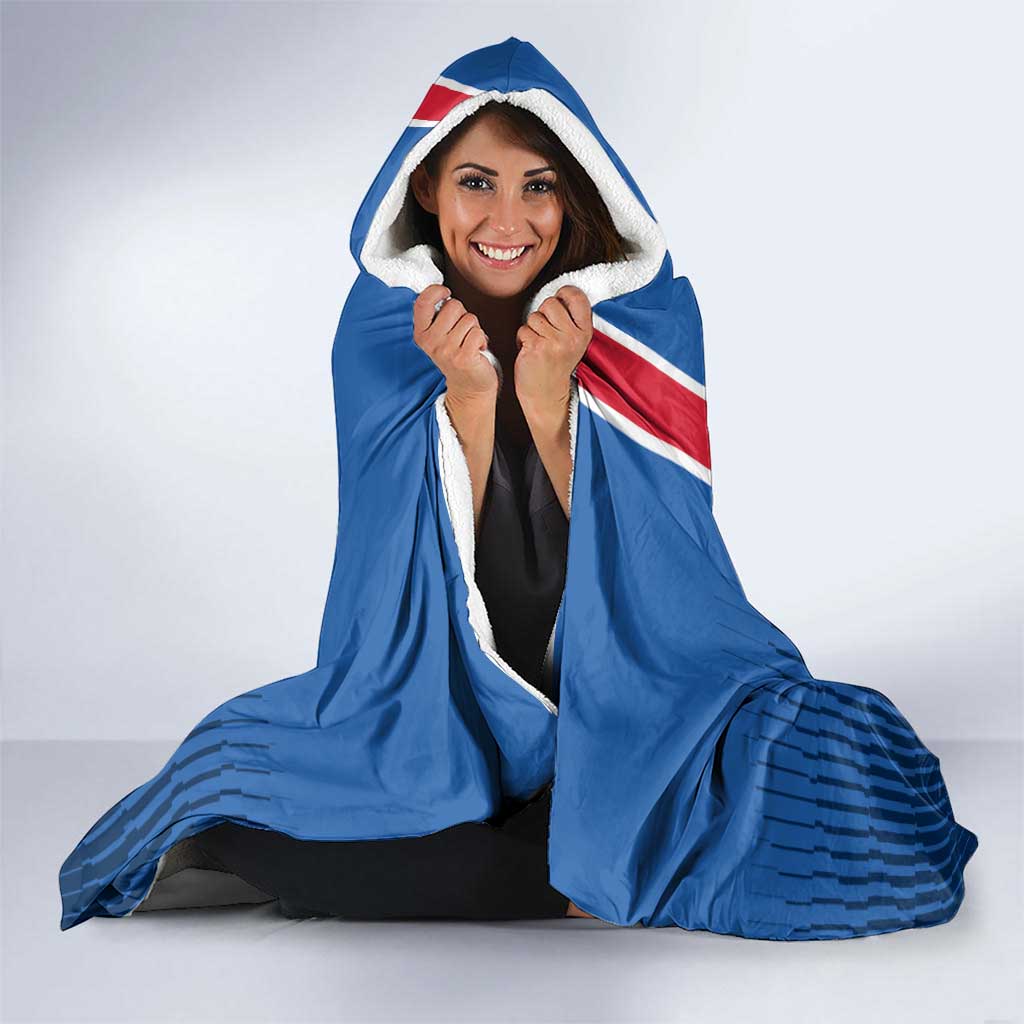 Custom Iceland Football Hooded Blanket Blue with Flag Style
