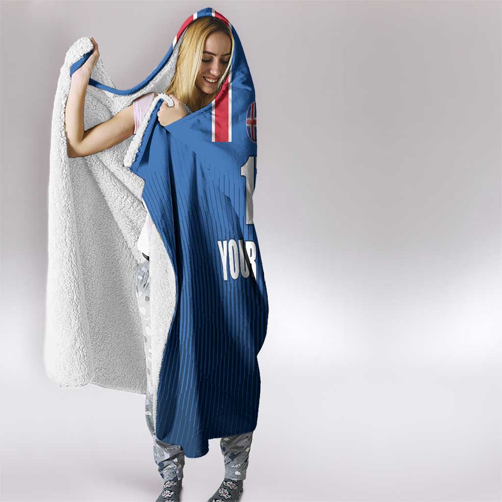 Custom Iceland Football Hooded Blanket Blue with Flag Style
