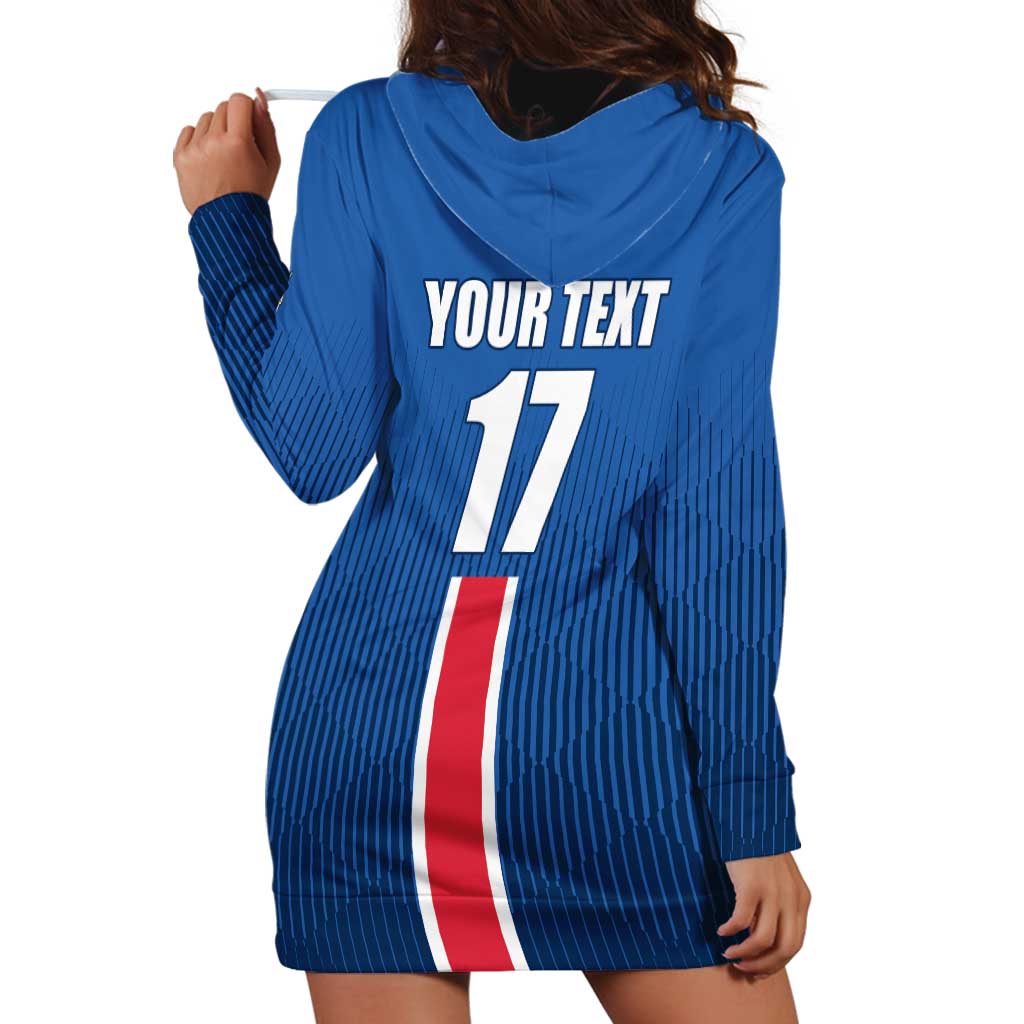 Custom Iceland Football Hoodie Dress Blue with Flag Style