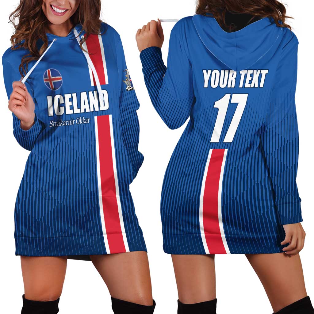 Custom Iceland Football Hoodie Dress Blue with Flag Style