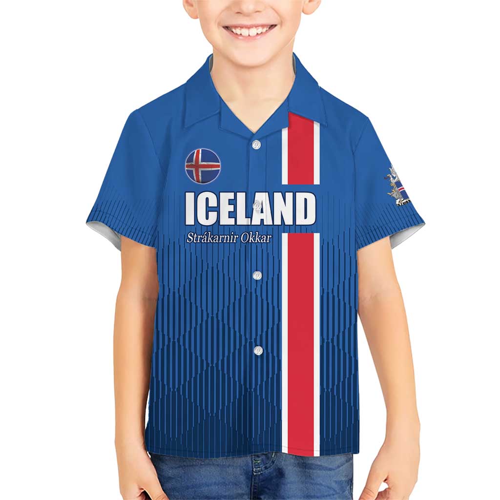 Custom Iceland Football Kid Hawaiian Shirt Blue with Flag Style