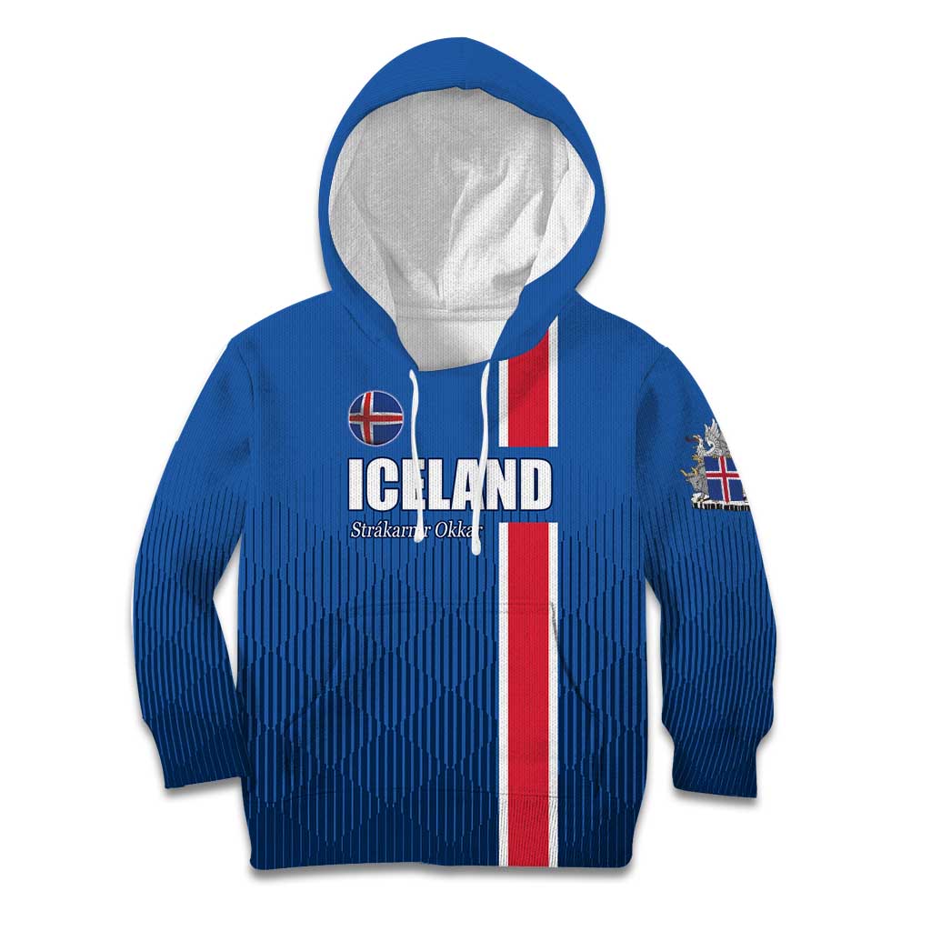 Custom Iceland Football Kid Hoodie Blue with Flag Style