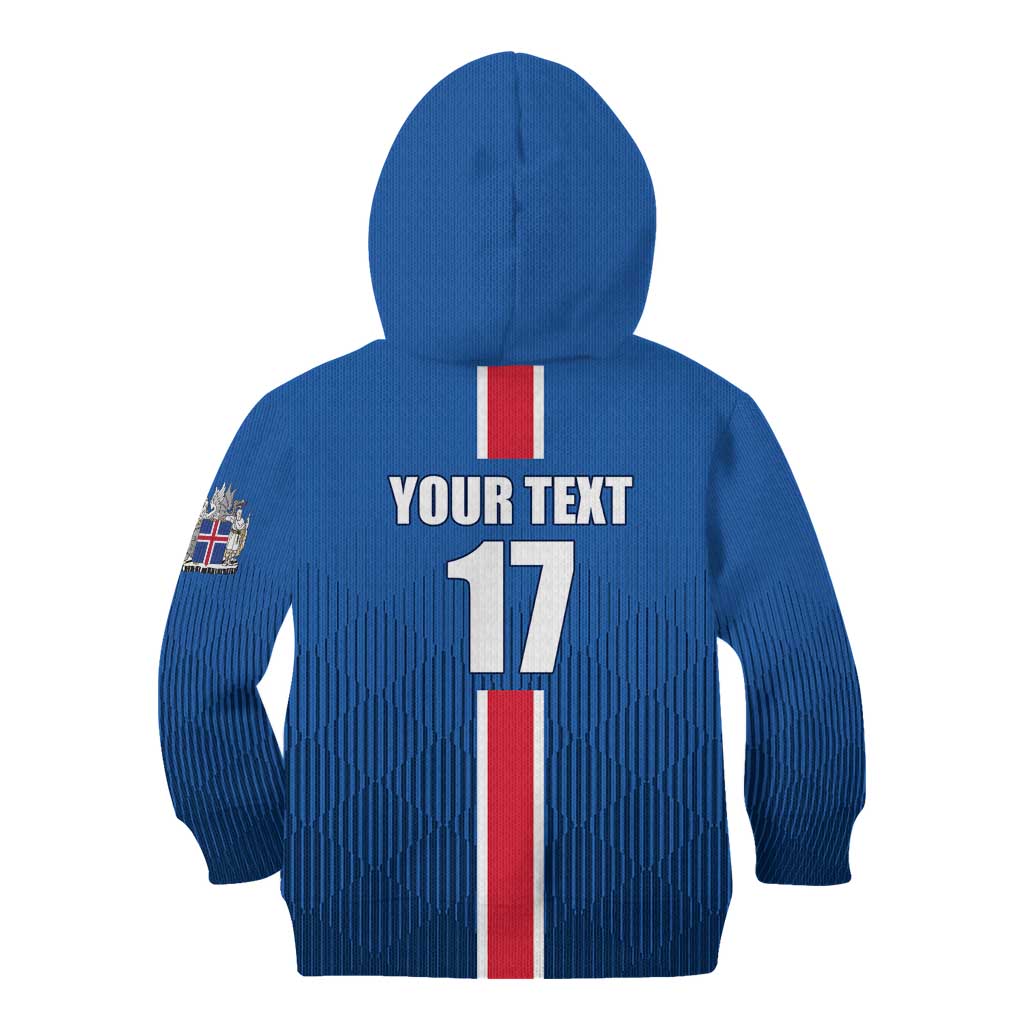 Custom Iceland Football Kid Hoodie Blue with Flag Style