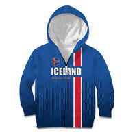 Custom Iceland Football Kid Hoodie Blue with Flag Style