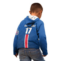 Custom Iceland Football Kid Hoodie Blue with Flag Style