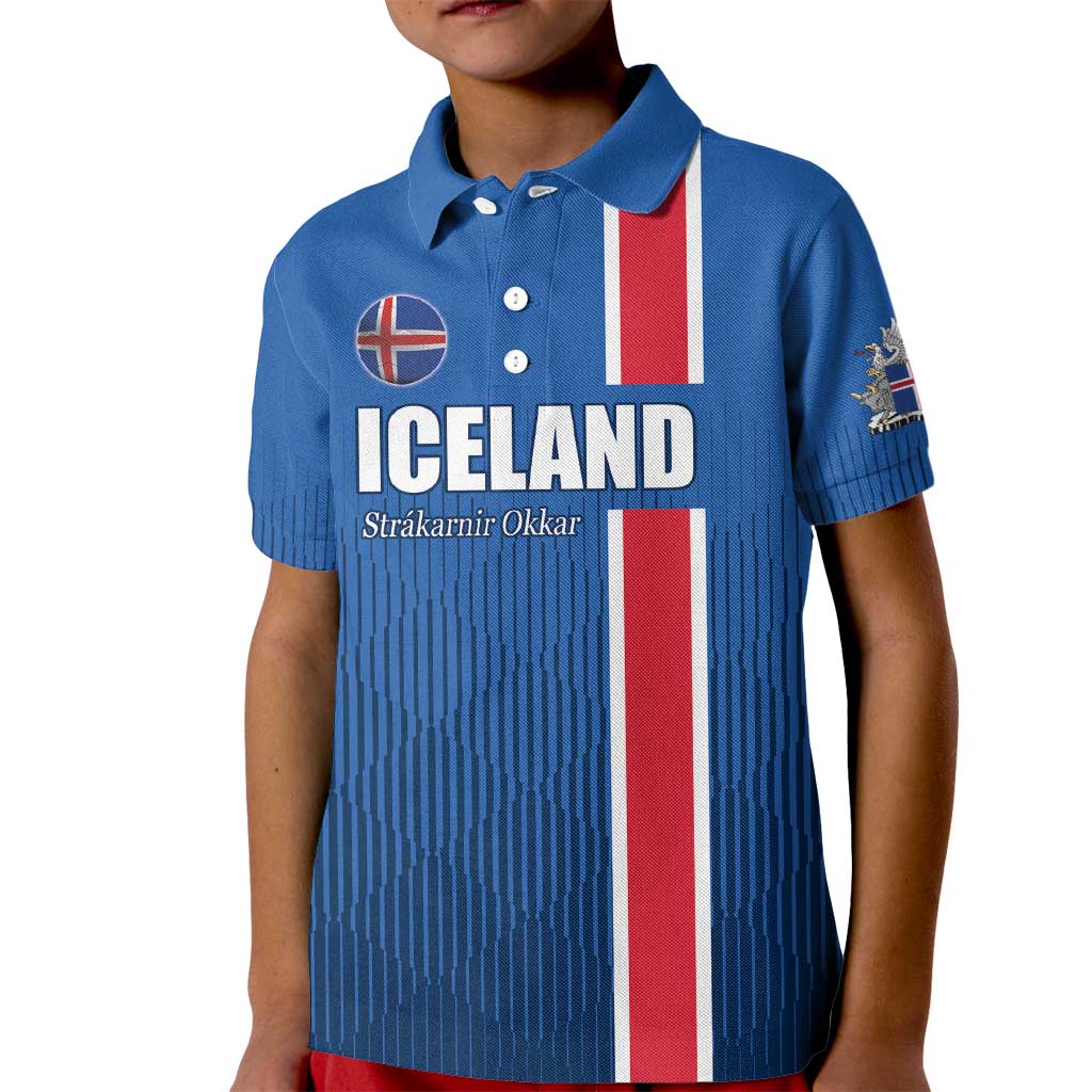 Custom Iceland Football Kid Polo Shirt Blue with Flag Style