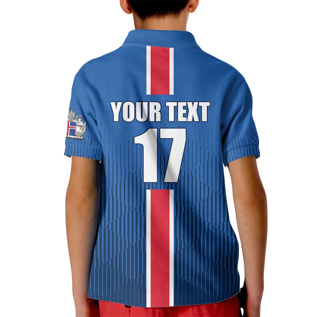 Custom Iceland Football Kid Polo Shirt Blue with Flag Style