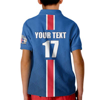 Custom Iceland Football Kid Polo Shirt Blue with Flag Style