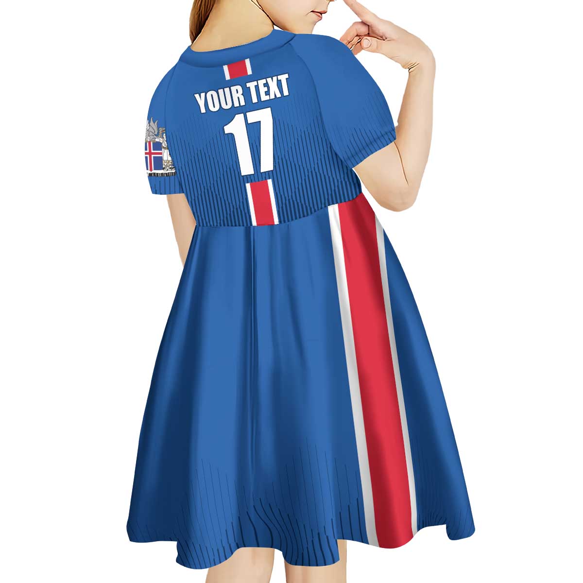 Custom Iceland Football Kid Short Sleeve Dress Blue with Flag Style