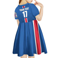Custom Iceland Football Kid Short Sleeve Dress Blue with Flag Style