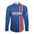 Custom Iceland Football Long Sleeve Button Shirt Blue with Flag Style
