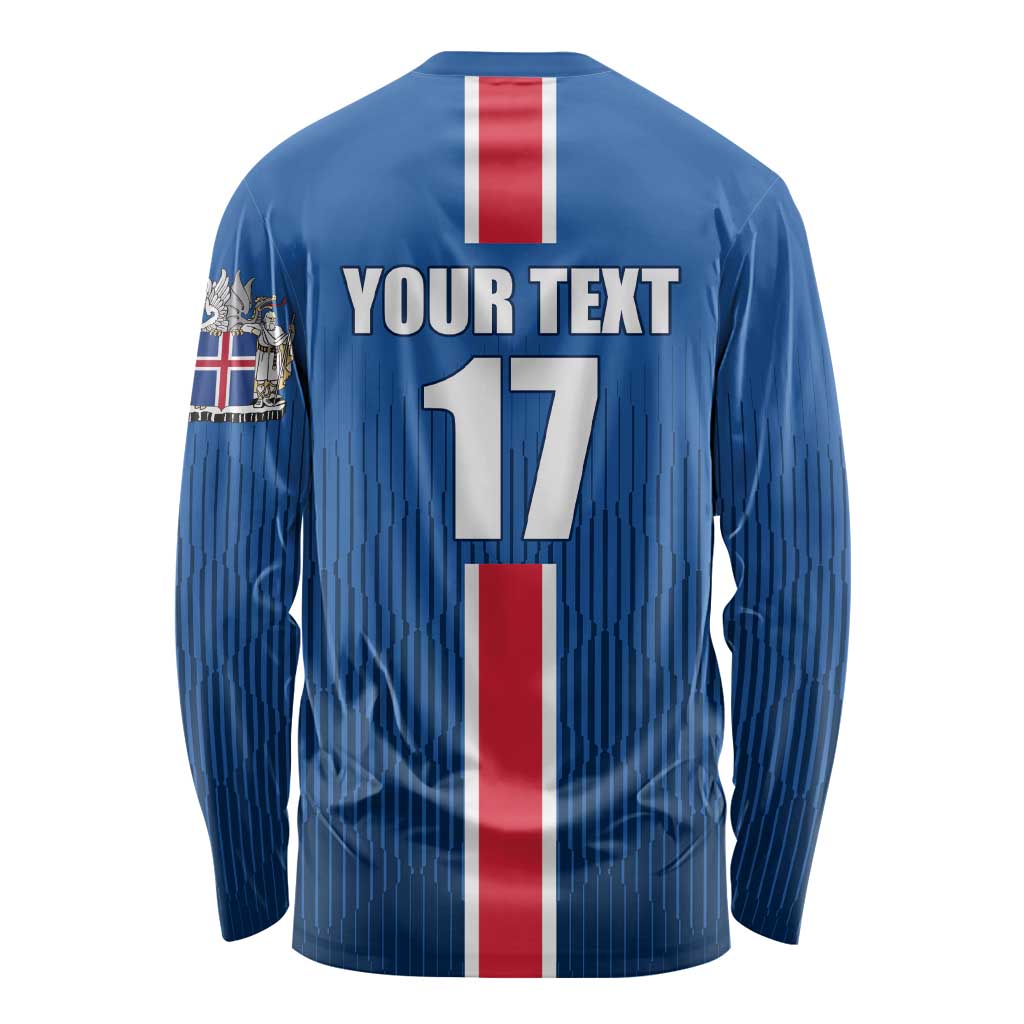 Custom Iceland Football Long Sleeve Shirt Blue with Flag Style