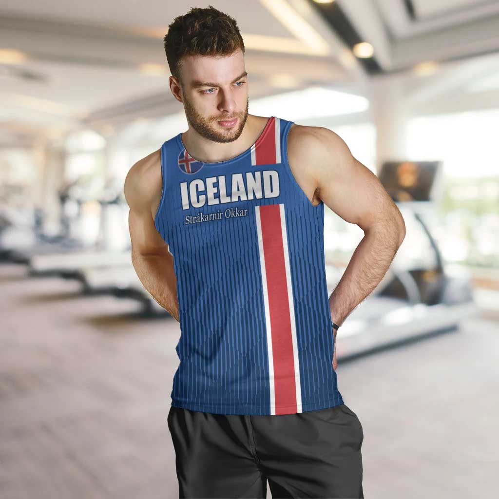 Custom Iceland Football Men Tank Top Blue with Flag Style