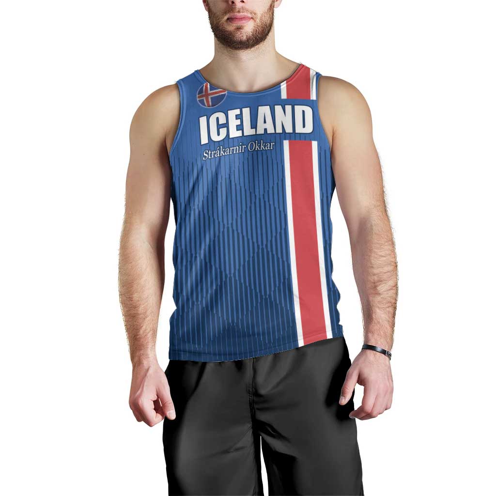 Custom Iceland Football Men Tank Top Blue with Flag Style
