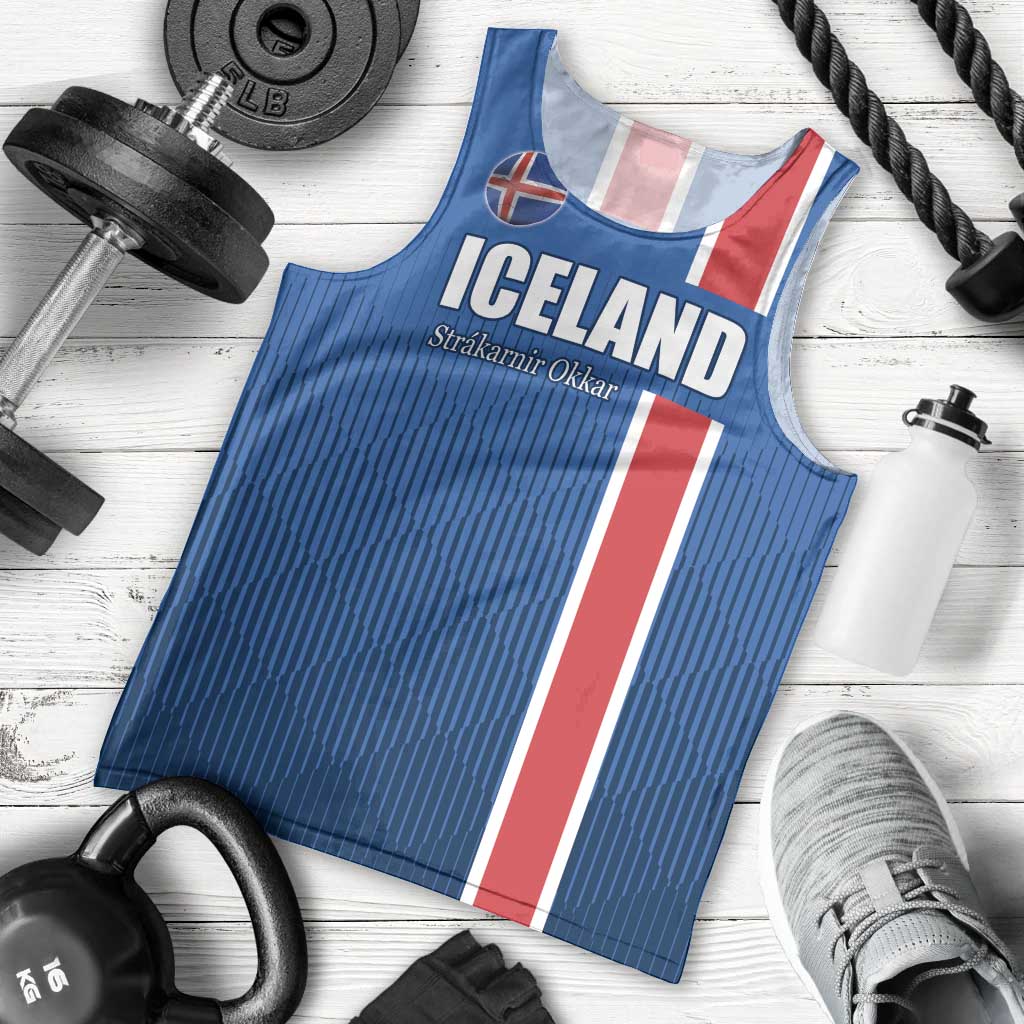 Custom Iceland Football Men Tank Top Blue with Flag Style