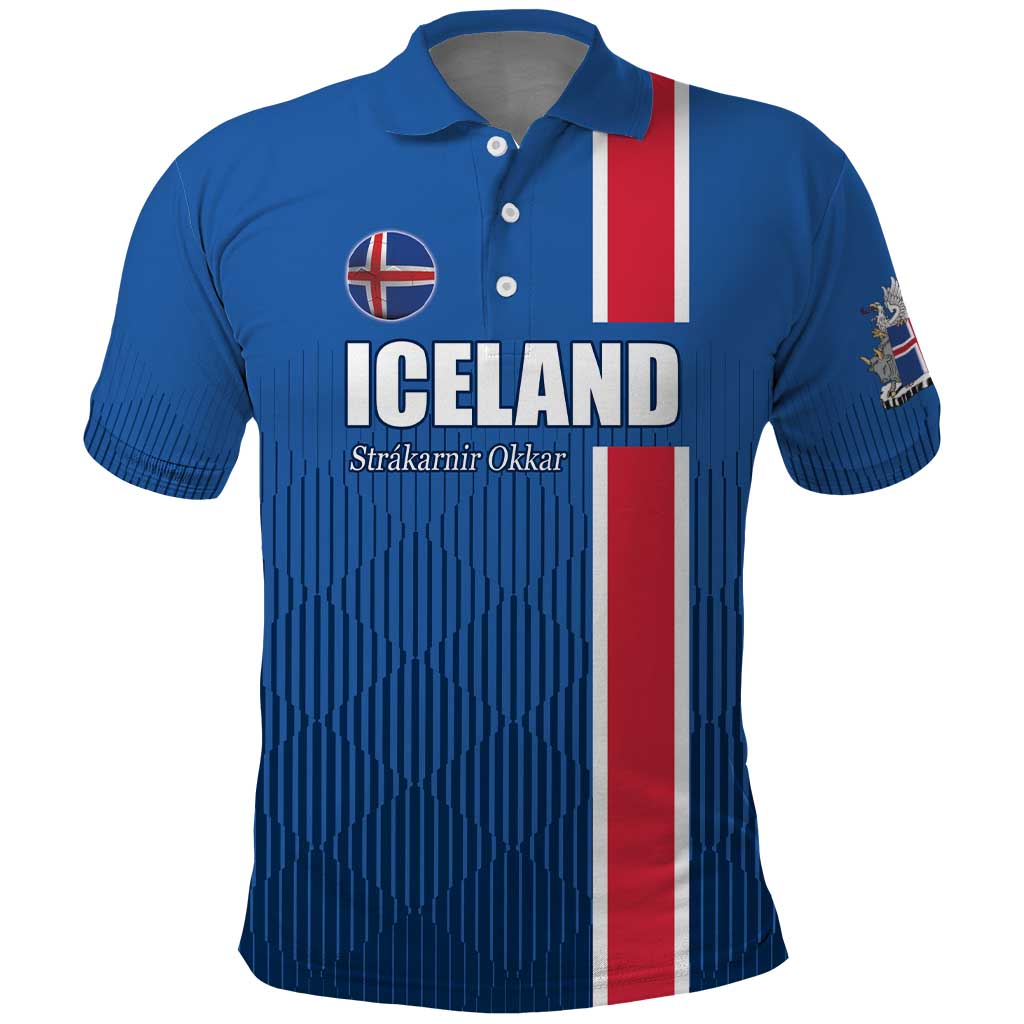 Custom Iceland Football Polo Shirt Blue with Flag Style
