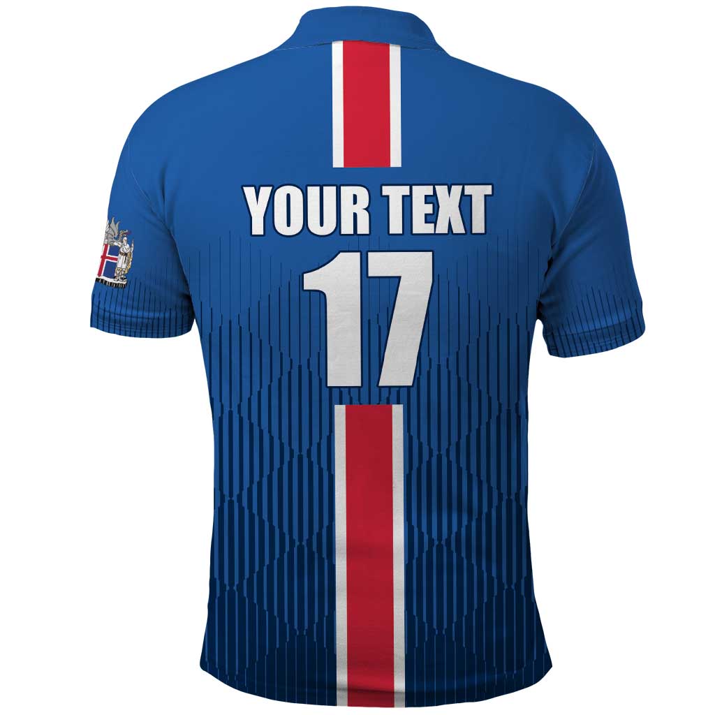Custom Iceland Football Polo Shirt Blue with Flag Style
