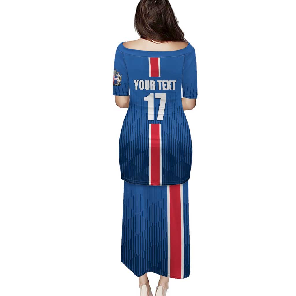 Custom Iceland Football Puletasi Blue with Flag Style