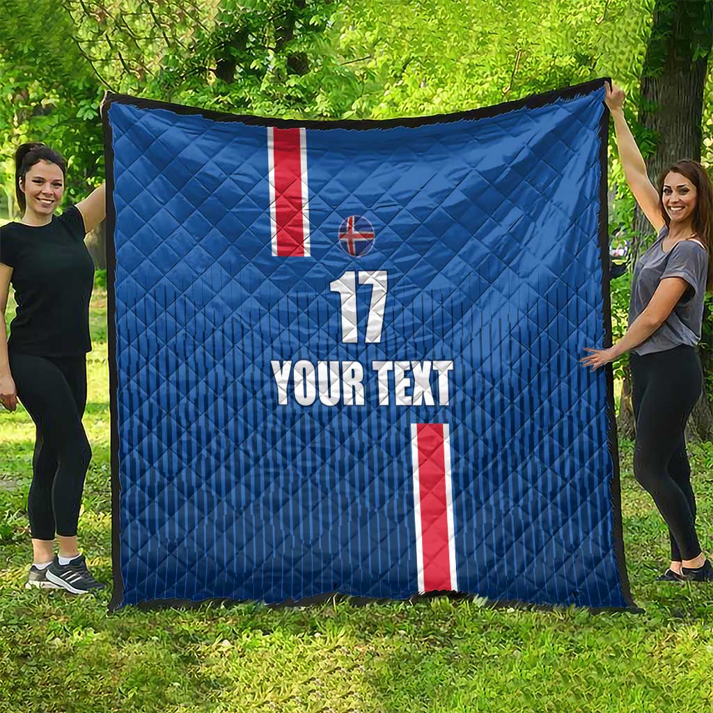 Custom Iceland Football Quilt Blue with Flag Style