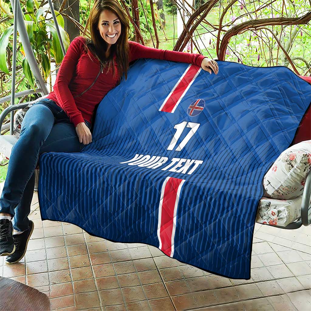 Custom Iceland Football Quilt Blue with Flag Style