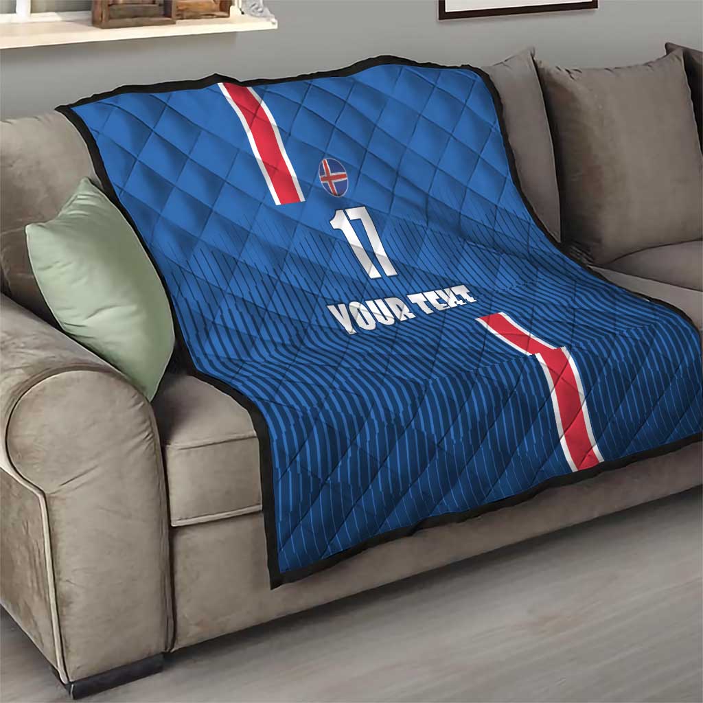 Custom Iceland Football Quilt Blue with Flag Style