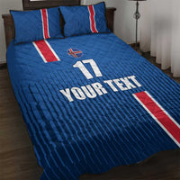 Custom Iceland Football Quilt Bed Set Blue with Flag Style