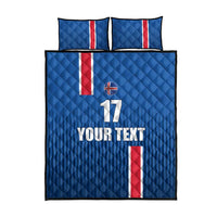 Custom Iceland Football Quilt Bed Set Blue with Flag Style