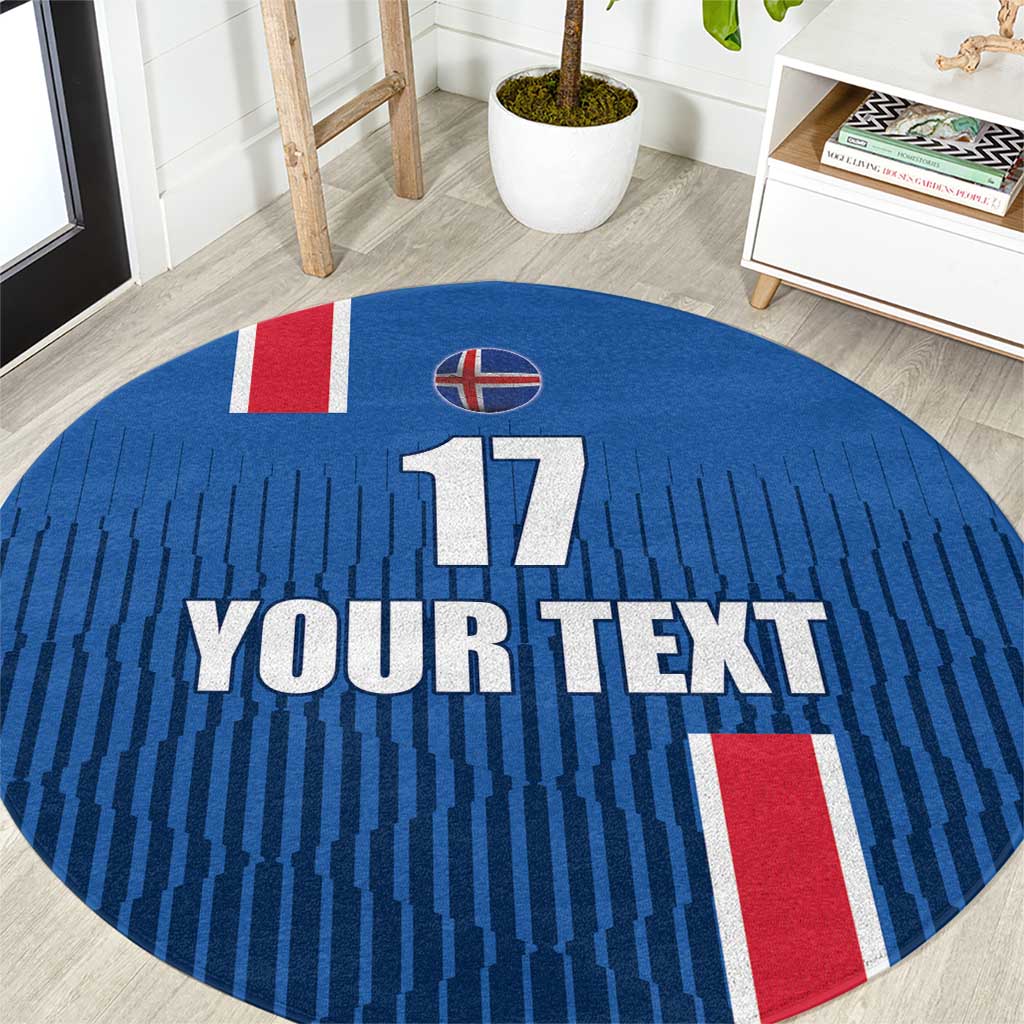 Custom Iceland Football Round Carpet Blue with Flag Style