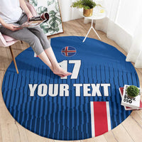 Custom Iceland Football Round Carpet Blue with Flag Style