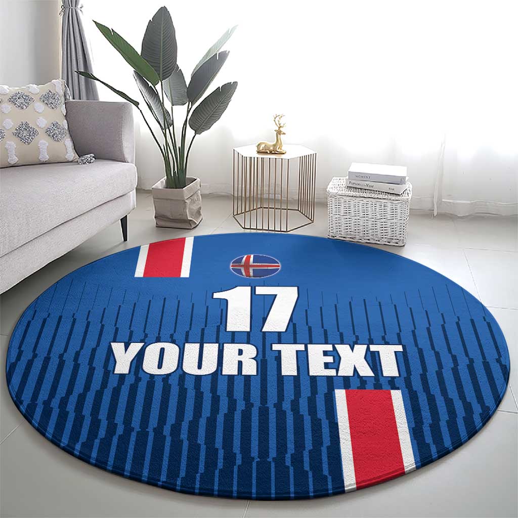 Custom Iceland Football Round Carpet Blue with Flag Style