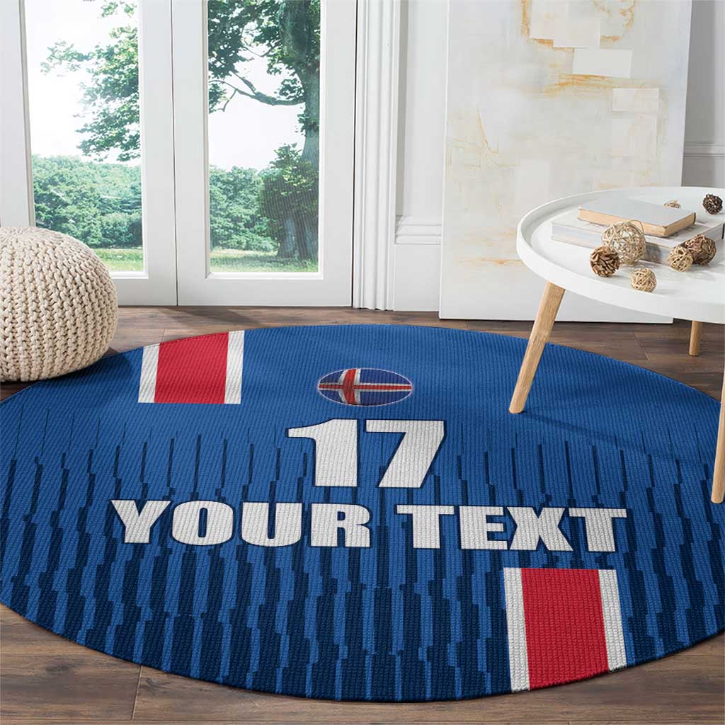 Custom Iceland Football Round Carpet Blue with Flag Style