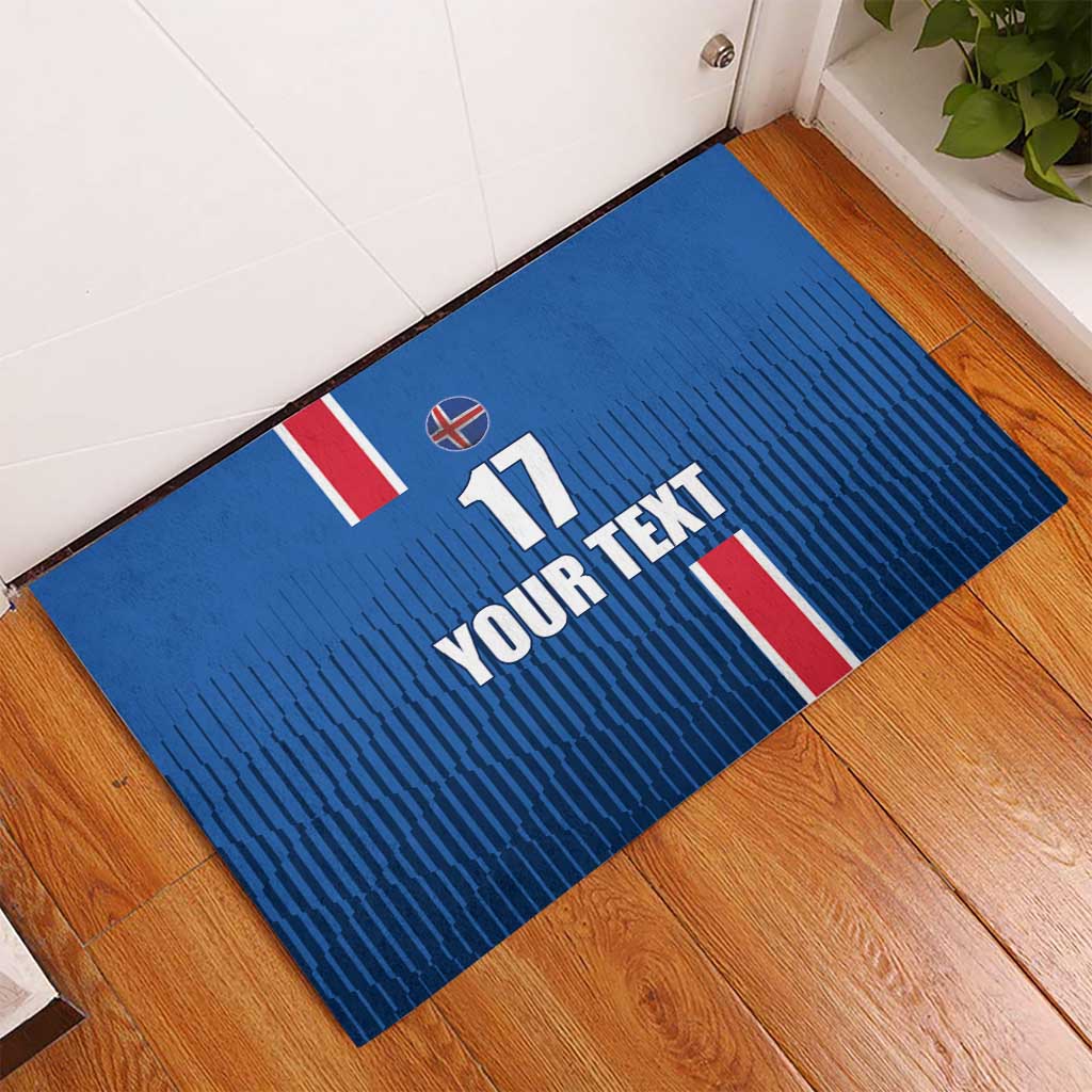 Custom Iceland Football Rubber Doormat Blue with Flag Style