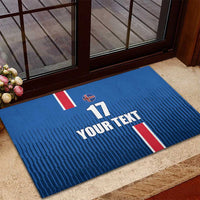 Custom Iceland Football Rubber Doormat Blue with Flag Style